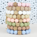 Mugsby - Solid Neutrals Silicone Keyring, Wristlet Keychain, Beaded: White