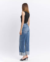 HIGH RISE CUFFED WIDE JEANS