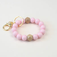 Mugsby - Solid Neutrals Silicone Keyring, Wristlet Keychain, Beaded: White
