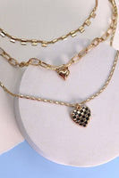 TRIPLE LAYER HEART CHARM NECKLACE
