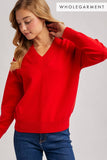 Ribbed V-Neck Sweater