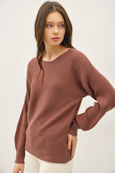 HORIZONTAL RIBBED LONG SWEATER