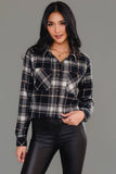 Black, White & Tan Plaid Button Up