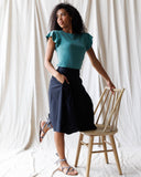 Teal Short Flutter Sleeve Knit Top