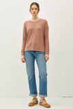 BUTTERY  HACCI BRUSHED PULLOVER KNIT TOP