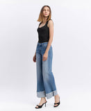 HIGH RISE CUFFED WIDE JEANS