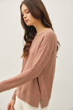 BUTTERY  HACCI BRUSHED PULLOVER KNIT TOP