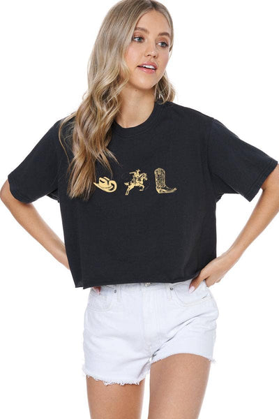 Cowboy Faux Cropped Tee