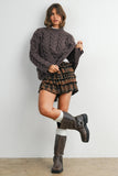 Cable-Knit Long Sleeve Sweater