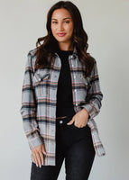 Gray, Red, Camel & Black Plaid Flannel