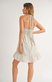 White Sand Braided Tie Halter Dress