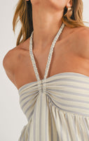 White Sand Braided Tie Halter Dress