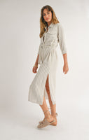 White Sand Shirt Midi Dress