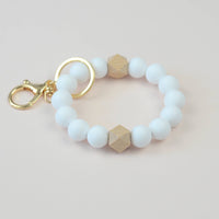 Mugsby - Solid Neutrals Silicone Keyring, Wristlet Keychain, Beaded: White