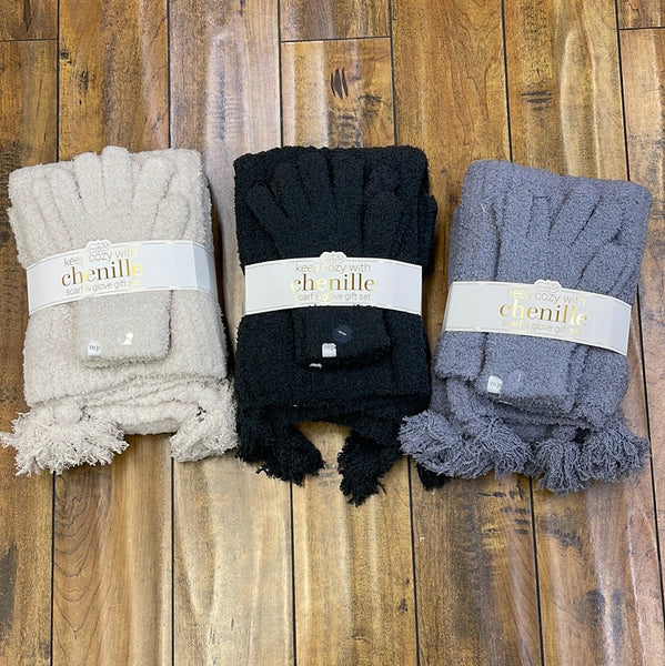 Chenille Glove and Scarf Set